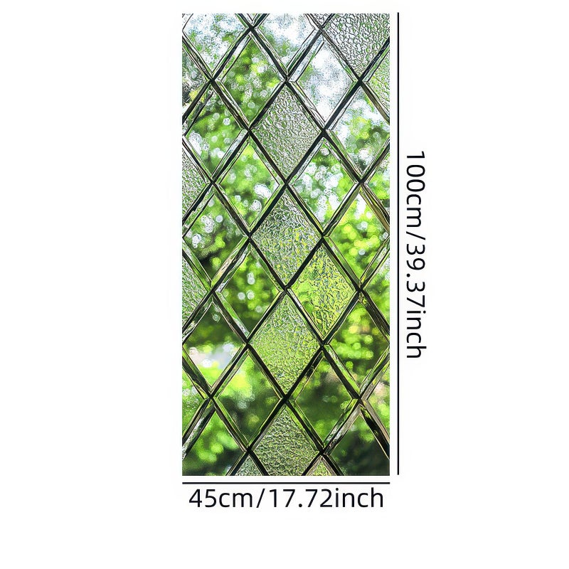 HOMETITUTE Stained Glass Window Film 17.7x39.3 inch Geometry Green Scenery Window Privacy Film Stained Decals Static Cling Sun Blocking Decor for Home Office Windows Door Glass Partitions - Image 4