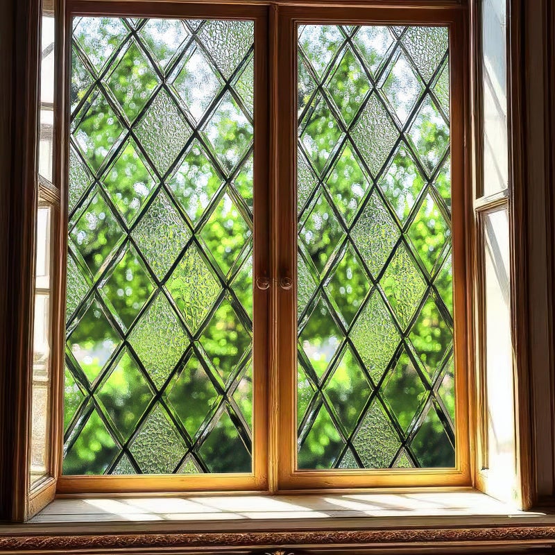 HOMETITUTE Stained Glass Window Film 17.7x39.3 inch Geometry Green Scenery Window Privacy Film Stained Decals Static Cling Sun Blocking Decor for Home Office Windows Door Glass Partitions - Image 3