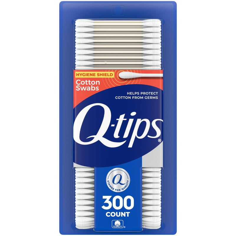 Q-tips Antimicrobial Cotton Swabs Cotton Buds for Cleaning Antimicrobial Treated to Help Keep Swabs Fresher 300 Count - Image 1
