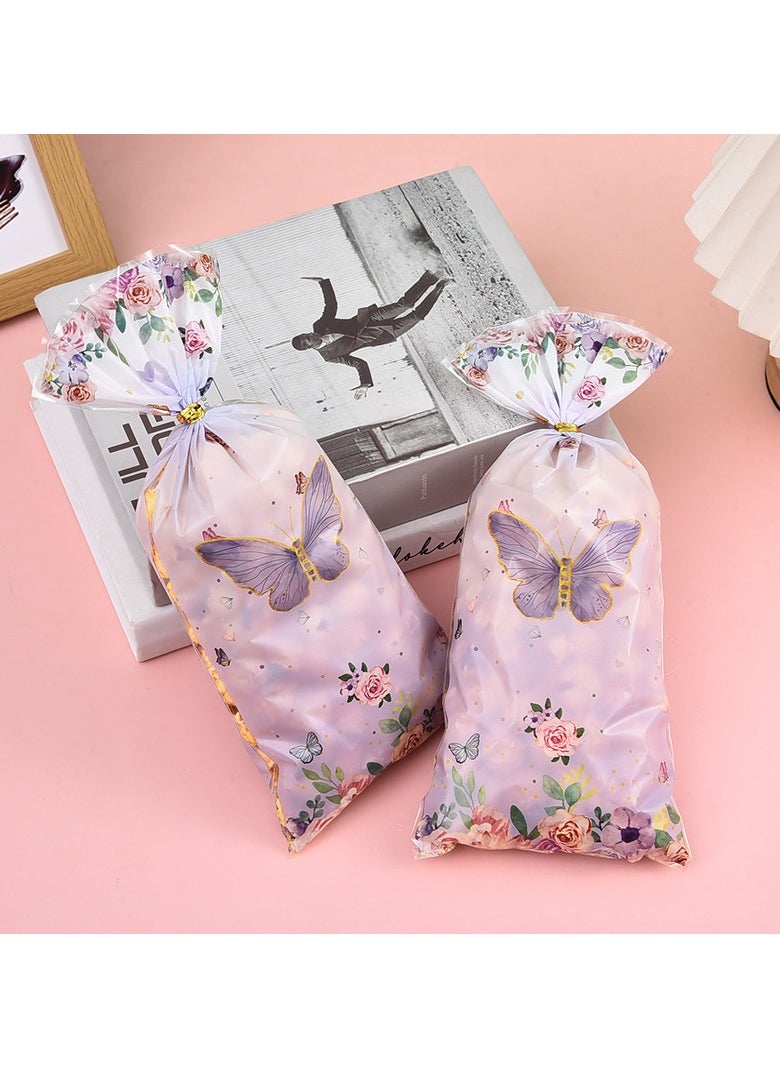 RTYY 50PCS Butterflies Cellophane Treat Bags Flowers Butterfly Printed Goodie Candy Favor Bags with 50 Twist Ties for Butterfly Girls Birthday Baby Shower Summer Themed Party Supplies  - Image 5