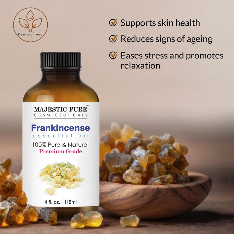 Majestic Pure Frankincense Essential Oil with Glass Dropper - Huge 4 Fl Oz - 100% Pure and Natural Frankincense Oil - Premium Grade Essential Oils for Diffuser, Aromatherapy, Soap and Candle Making - Image 5
