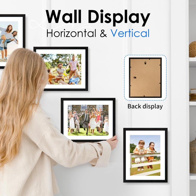 FIXSMITH 8.5x11 Picture Frame Bulk-6 Pack, Photo Frame with HD Plexiglass, Display Pictures 6x8 with Mat or 8.5x11 Without Mat, Black Picture Frames Collage Wall Decor, Gallery Wall Frame - Image 5
