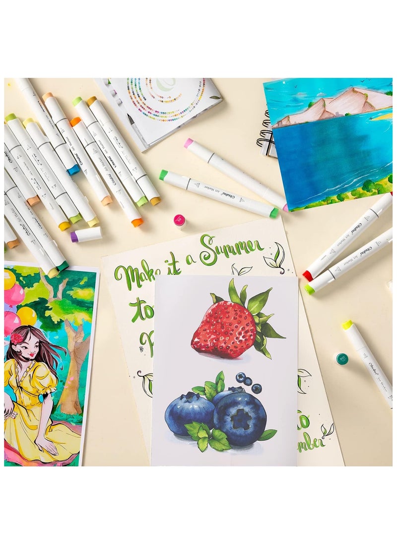 Ohuhu - Ohuhu Brush Markers - 216-color Double Tipped Art Marker Set for Artist Adults Coloring Illustration -Brush & Chisel Dual Tips - Honolulu Series of Ohuhu Markers - Refillable Ink - Image 1