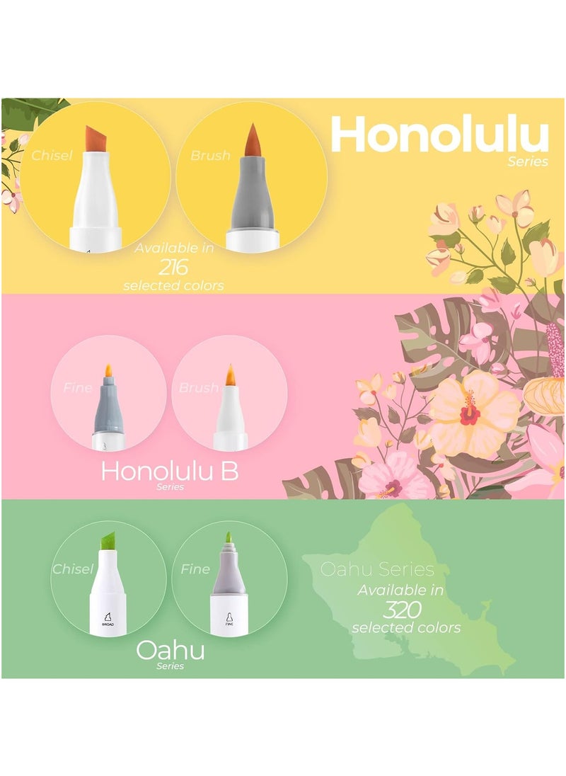 Ohuhu - Ohuhu Brush Markers - 216-color Double Tipped Art Marker Set for Artist Adults Coloring Illustration -Brush & Chisel Dual Tips - Honolulu Series of Ohuhu Markers - Refillable Ink - Image 1