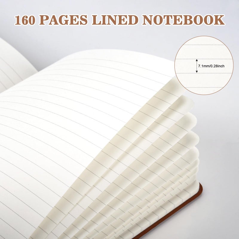 OMEYA 4 Pack Lined Journal Notebooks for Work, 100gsm Thick Paper, 5.7"x 8.3", College Ruled A5 Notebook Bulk, Leather Journal for Writing, Hardcover Notebooks for School, Office, Journal for Men - Image 2