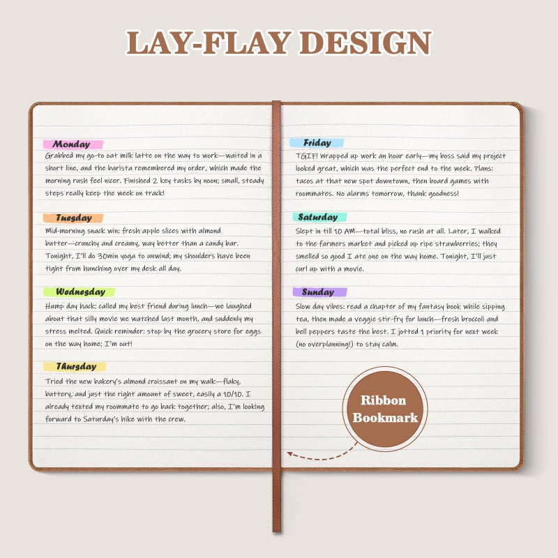OMEYA 4 Pack Lined Journal Notebooks for Work, 100gsm Thick Paper, 5.7"x 8.3", College Ruled A5 Notebook Bulk, Leather Journal for Writing, Hardcover Notebooks for School, Office, Journal for Men - Image 4