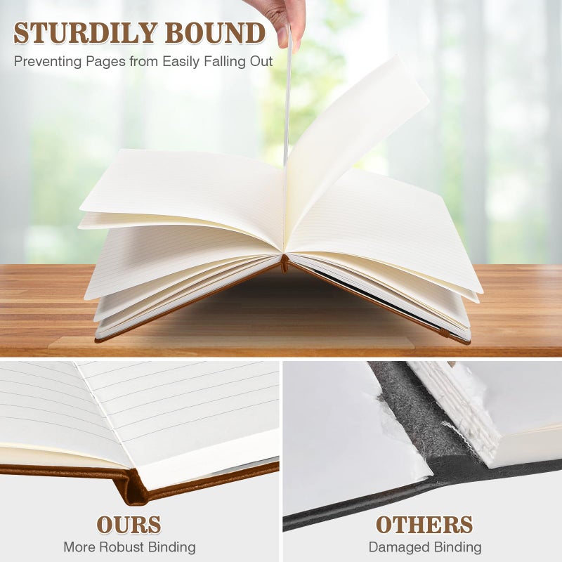 OMEYA 4 Pack Lined Journal Notebooks for Work, 100gsm Thick Paper, 5.7"x 8.3", College Ruled A5 Notebook Bulk, Leather Journal for Writing, Hardcover Notebooks for School, Office, Journal for Men - Image 5