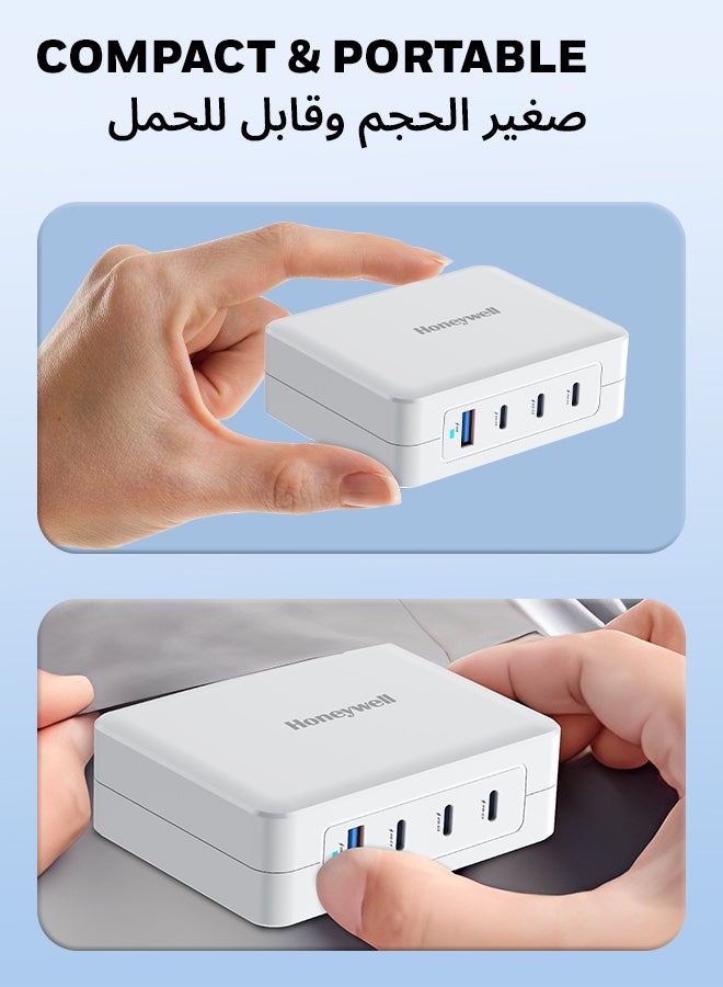 هوني ويل Zest Charger GaN 100W، شاحن حائط فائق السرعة مع دعم PPS، 3xType C PD 3.0 منافذ ومنفذ 1xUSB A، مزود بمقابس قابلة للتحويل، متوافق مع iPhone وMacBook Air وGalaxy وأجهزة الكمبيوتر المحمولة - Image 5