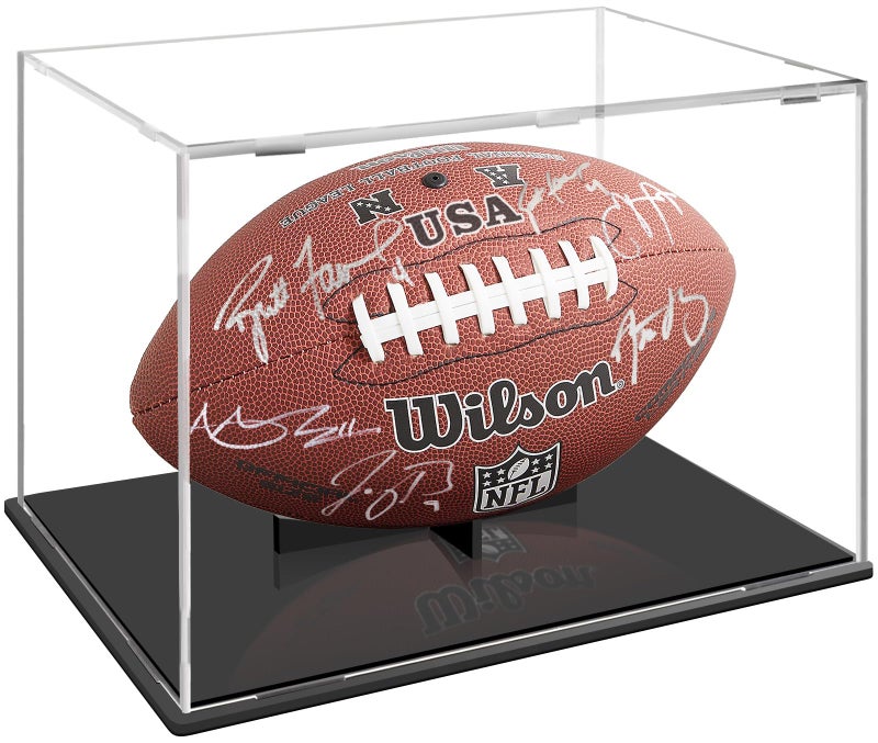 Football Display CaseClear Acrylic Football Display CasesDust and UV Protection Acrylic Display Box with Removable Football Stand for Signed Football Sports Collectibles Memorabilia Display