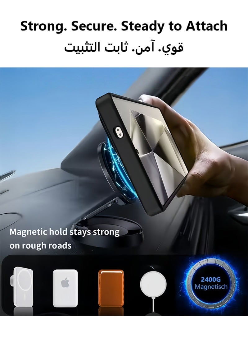 كفر سامسونج S25 Ultra، متوافق مع ماج سيف، غلاف مغناطيسي مزود بحامل سري، ظهر شفاف غير لامع ومقاوم للصدمات مع حماية كاملة ورفيعة - غلاف خلفي لـ Samsung Galaxy S25 Ultra (أسود) - Image 2