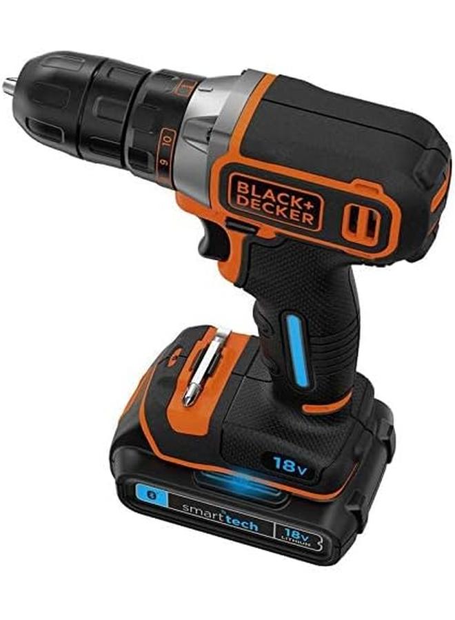 بلاك اند ديكر مثقاب كير 18 فولت، ليثيوم أيون، تقنية ذكية مع شاحن 400 مللي أمبير وصندوق أدوات Bdcdc18Kst Gb، متعدد الألوان - Image 2