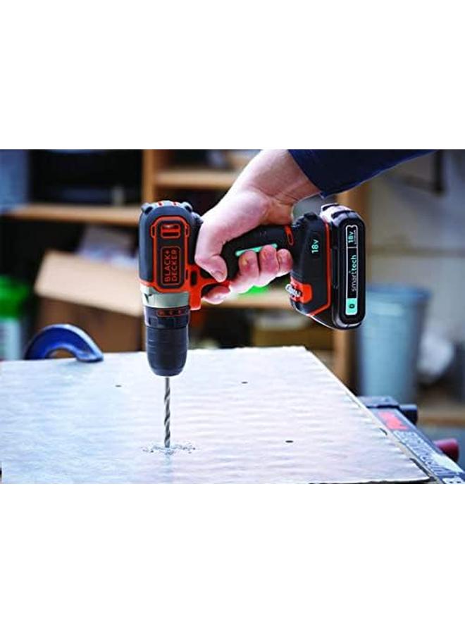 بلاك اند ديكر مثقاب كير 18 فولت، ليثيوم أيون، تقنية ذكية مع شاحن 400 مللي أمبير وصندوق أدوات Bdcdc18Kst Gb، متعدد الألوان - Image 3
