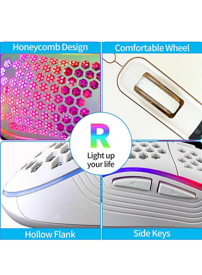 Honeycomb Wired Gaming Mouse, RGB Backlight and 7200 Adjustable DPI, Ergonomic and Lightweight USB Computer Mouse with High Precision Sensor for Windows PC  Laptop Gamers (Ceramic White)  - Image 5