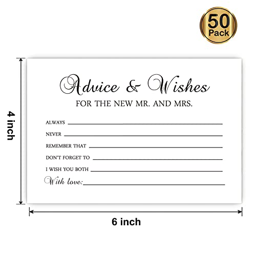 FARHTINANFX 50 Advice and Wishes for The New Mr and Mrs, Bride and Groom Weddings, Bridal Showers, Marriage Advice Cards(4" x 6") - Image 3