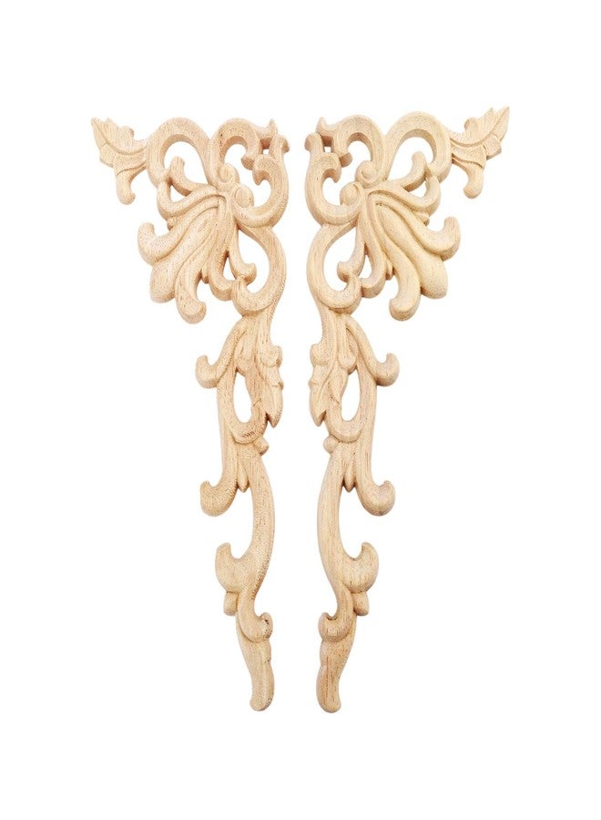 MUXSAM 2 x Large Corner Carved Wooden Wall Light Frame European Style Onlay Unpainted Right+Left (Each 1pcs) - Image 1