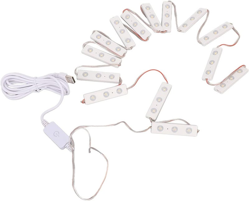 مصباح مرآة الزينة LED، ضوء أبيض قابل للمس، مصباح شريطي للمكياج قابل للتعتيم عبر USB لخزانة الحمام مع سطوع قابل للتعديل وتثبيت سهل (14 سلسلة) - Image 4