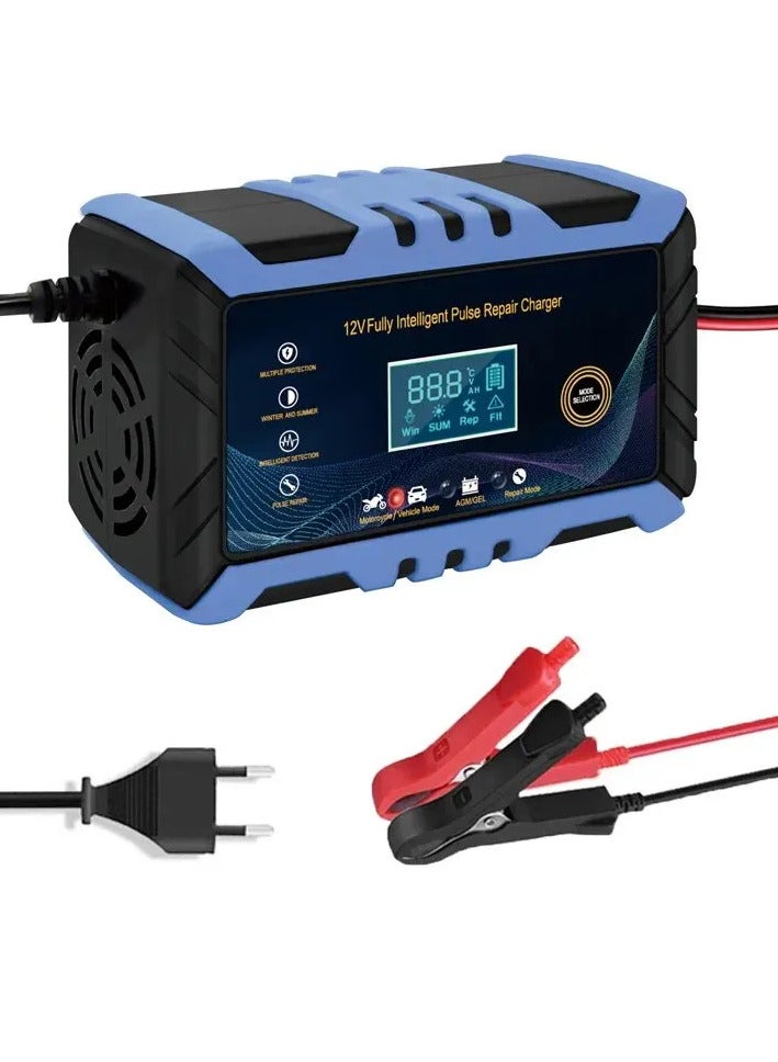 Generic 12V Car Battery Charger Battery Trickle Charger with LCD Screen Multiple Protection for Car Battery, Motorcycle, Lawnmower or Boat  - Image 1