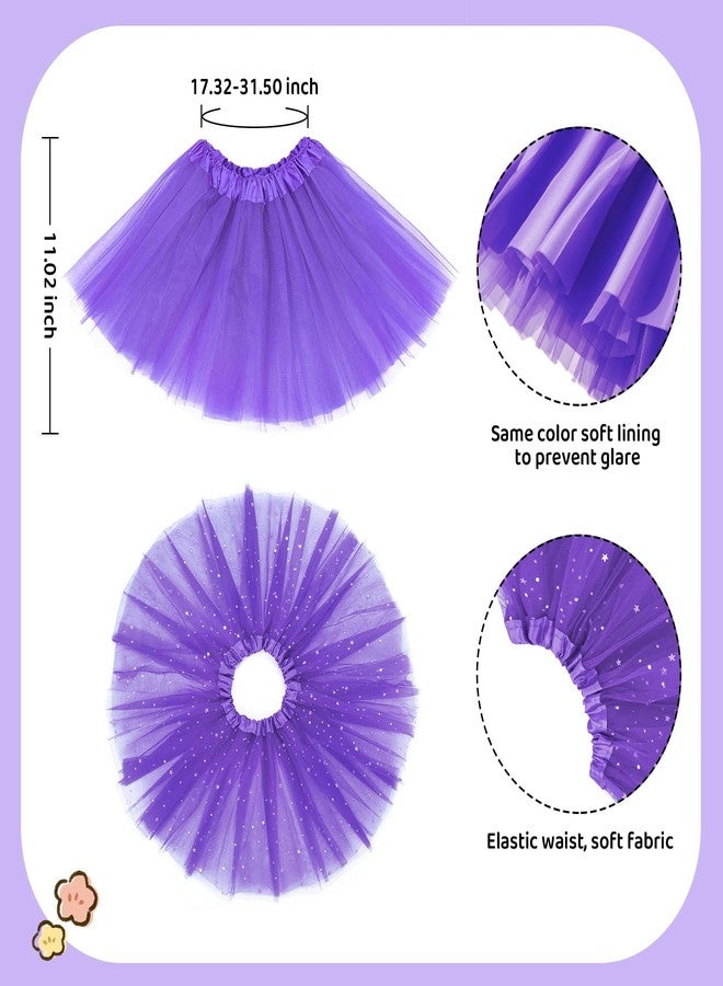 Zando Sparkle Stars Sequins Purple Tutu Girls Tutu for Toddler Girls 3 Layers 2-8 Years Princess Halloween Fluffy Tulle Elastic Waist Dance Skirt Birthday Party Ballet - Image 3