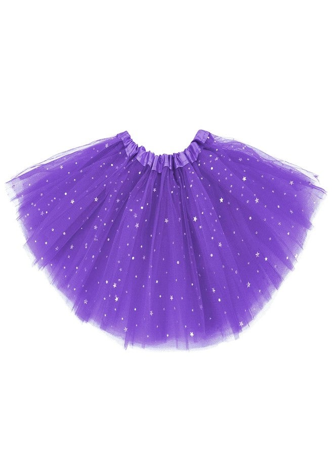 Zando Sparkle Stars Sequins Purple Tutu Girls Tutu for Toddler Girls 3 Layers 2-8 Years Princess Halloween Fluffy Tulle Elastic Waist Dance Skirt Birthday Party Ballet - Image 1
