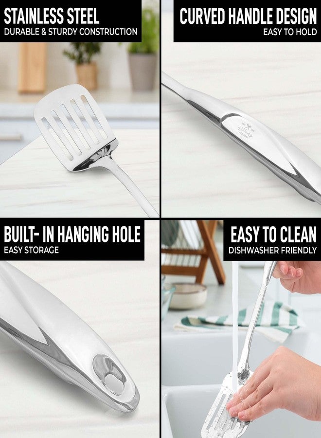 Zulay Kitchen Stainless Steel Cooking Utensil - Stainless Steel Kitchen Utensil - Durable Kitchen Gadgets - Metal Kitchen Accessories - Easy to Clean Kitchen Tools - 8 Piece Set - Image 4