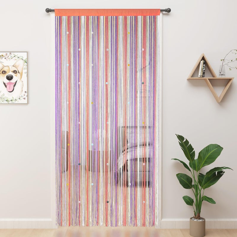 YIIBAII Beaded Curtain Beaded Curtains for Doorways Crystals Suitable for Interior Decoration and Partitions Hippy Closet Curtains (Rainbow, 39"x79") - Image 1