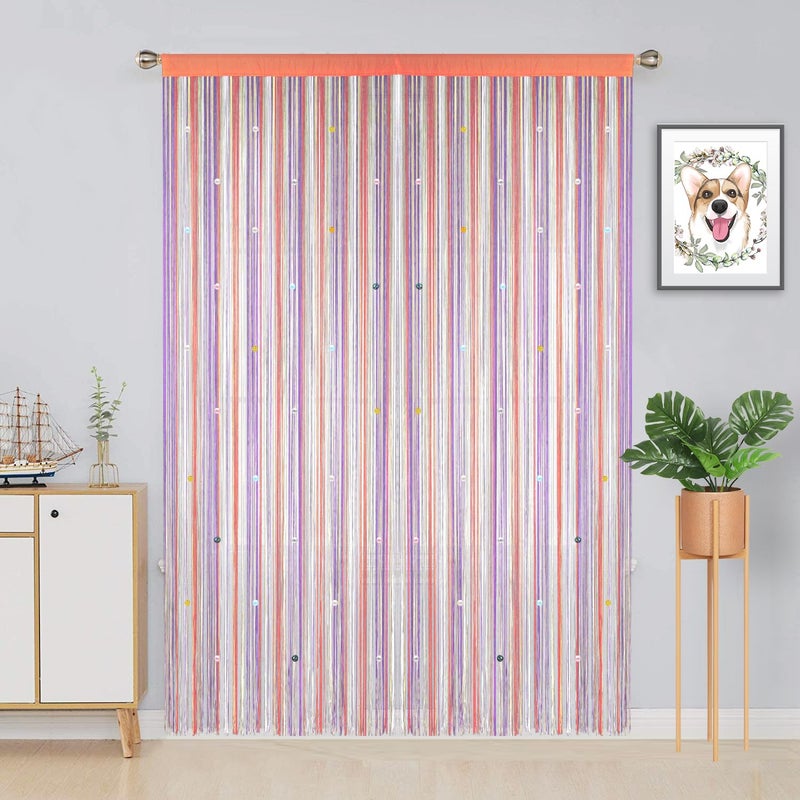 YIIBAII Beaded Curtain Beaded Curtains for Doorways Crystals Suitable for Interior Decoration and Partitions Hippy Closet Curtains (Rainbow, 39"x79") - Image 3