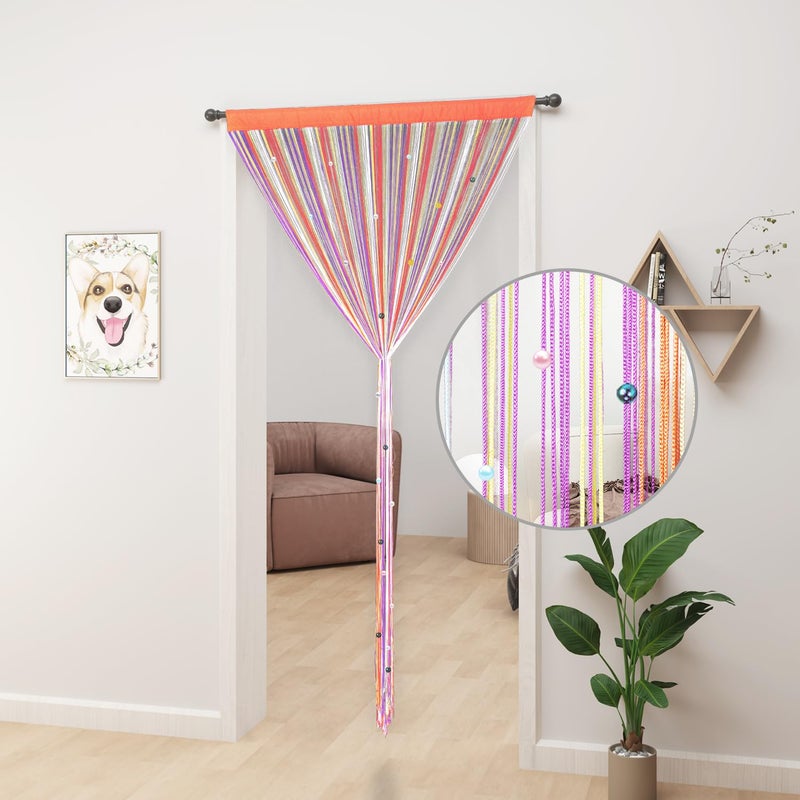YIIBAII Beaded Curtain Beaded Curtains for Doorways Crystals Suitable for Interior Decoration and Partitions Hippy Closet Curtains (Rainbow, 39"x79") - Image 2