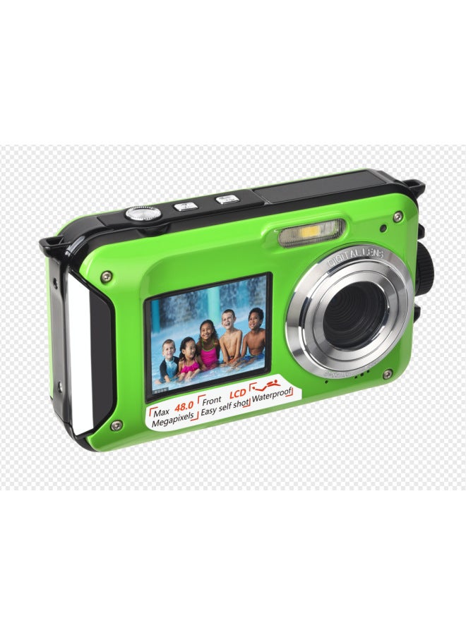 E-commerce Products 48 Million Pixels 2.7K Manufacturers B368 Dual-screen Waterproof HD Digital Camera-Color:Standard Japanese Green