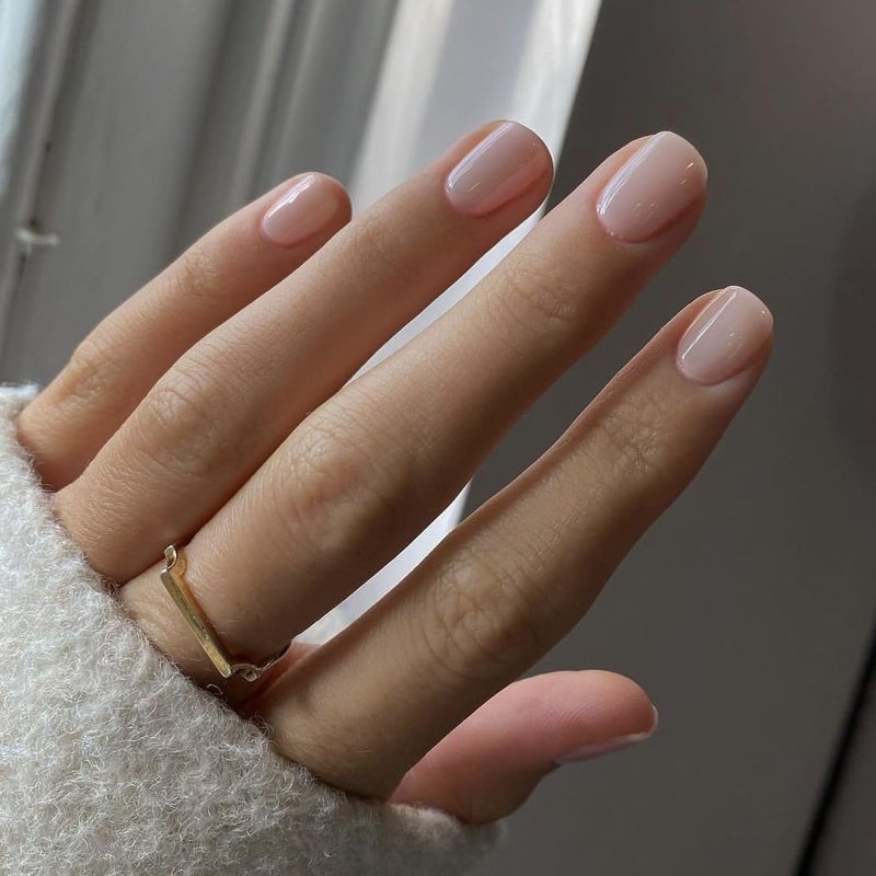 KQueenest 48 Pcs Square Press on Nails Short Length, Press on Nude Fake Nails Acrylic, Solid Color Small Nude Nails Set, Neutral Gel Glue on Nails Short, Stick on Nails For Women Finger Decoration - Image 1