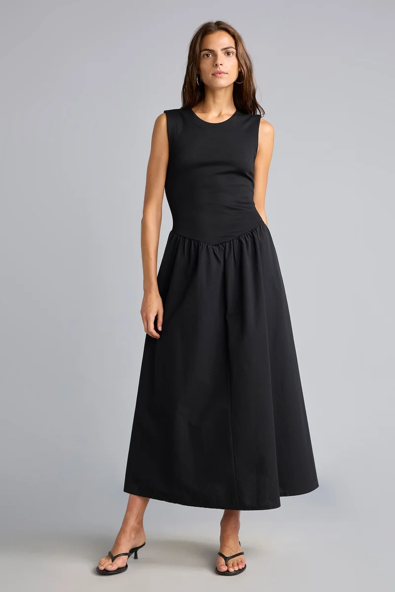 Crew Neck Short Sleeve Midi Dress