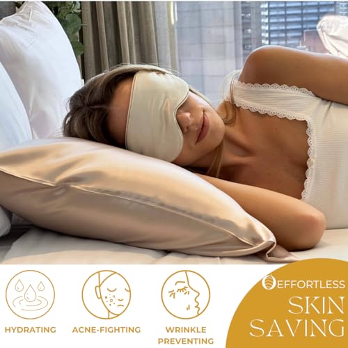 PROMEED 100% Mulberry Silk Pillowcase King for Hair and Skin, Both Sides Grade 6A+ 23mm Silk Pillow Case with Zipper, 1400 TC, Soft & Smooth (King 20"x36", Champagne) - Image 4