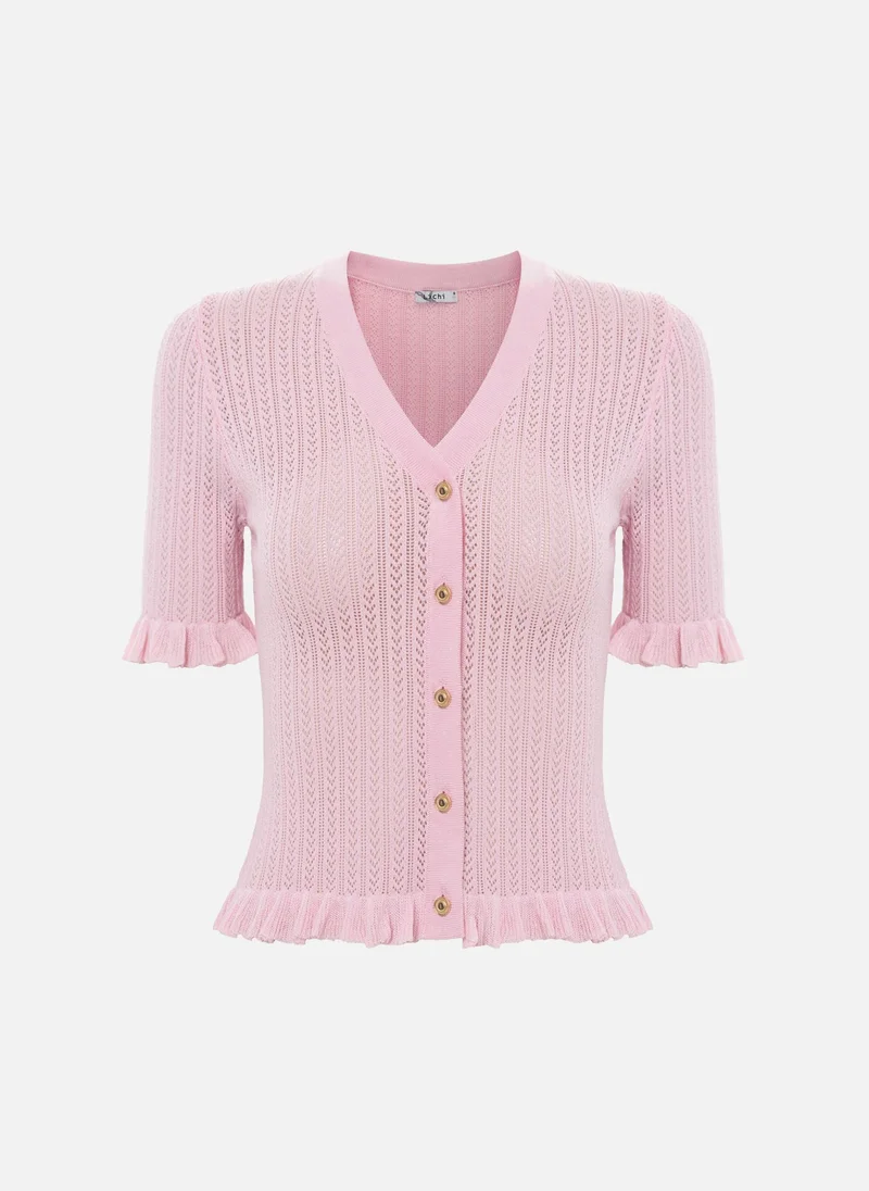 Lichi Openwork jersey top with short sleeves