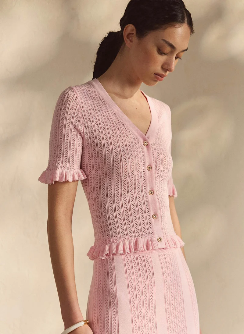 Lichi Openwork jersey top with short sleeves