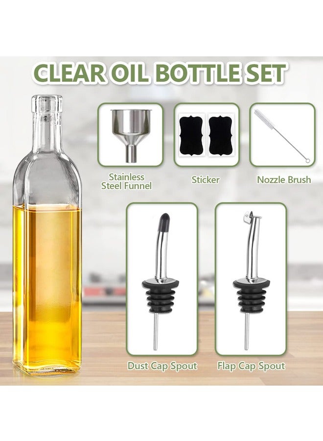 صاروخ فلاير موزع زيت زيتون زجاجي سعة 500 مل مع قمع من الفولاذ المقاوم للصدأ لسهولة إعادة التعبئة، و2 مصفاة من الفولاذ المقاوم للصدأ، وزجاجة زيت شفافة من البورسليكات للمطبخ، عبوة من قطعتين - Image 2