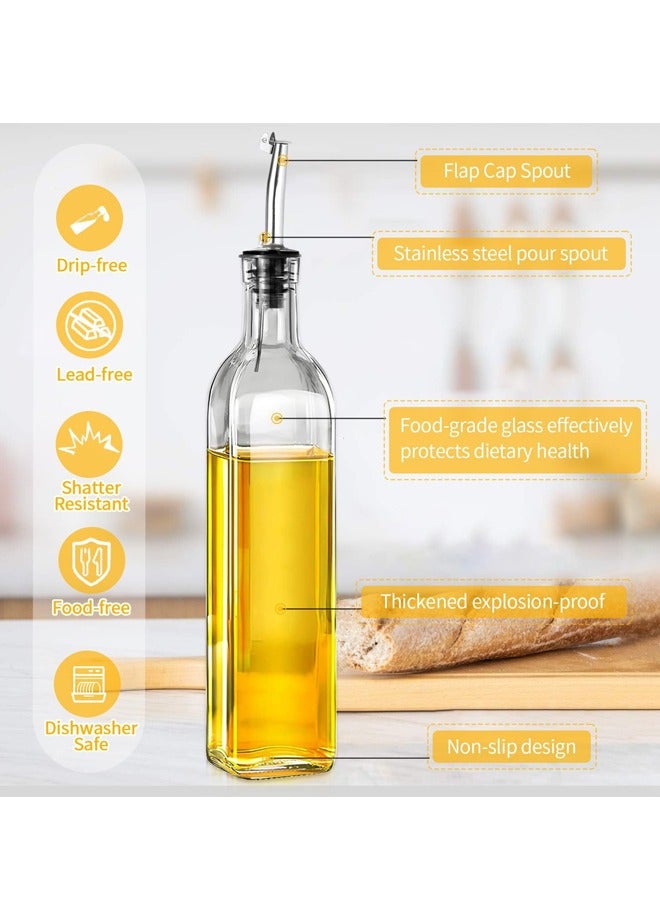 صاروخ فلاير موزع زيت زيتون زجاجي سعة 500 مل مع قمع من الفولاذ المقاوم للصدأ لسهولة إعادة التعبئة، و2 مصفاة من الفولاذ المقاوم للصدأ، وزجاجة زيت شفافة من البورسليكات للمطبخ، عبوة من قطعتين - Image 3