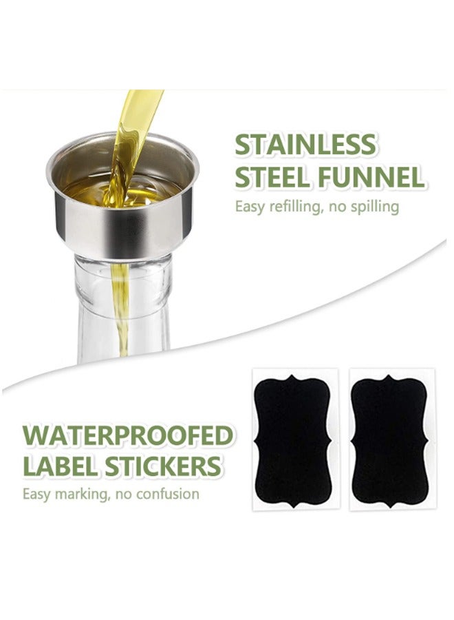 صاروخ فلاير موزع زيت زيتون زجاجي سعة 500 مل مع قمع من الفولاذ المقاوم للصدأ لسهولة إعادة التعبئة، و2 مصفاة من الفولاذ المقاوم للصدأ، وزجاجة زيت شفافة من البورسليكات للمطبخ، عبوة من قطعتين - Image 5