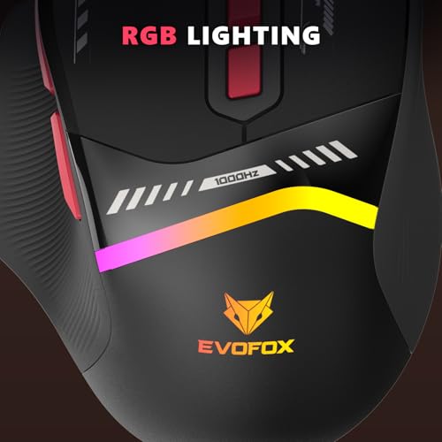 EvoFox Blaze 2 Wireless Gaming Mouse Tri-Mode Rechargeable, 12,800 DPI, 1000Hz Polling Rate, Ergonomic Design, RGB Lighting, 8 Programmable Buttons, Software Support - Image 4