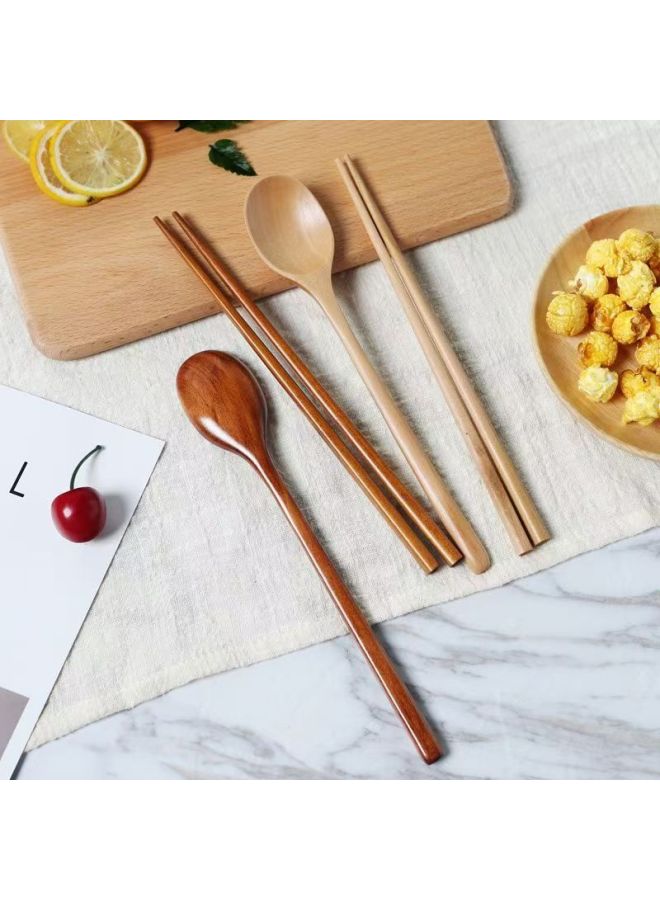 Japanese Household Chopsticks Spoon Holtwork Chopsticks Spoon Suit Long Handle Wooden Spoon Wooden Chopsticks Creative Chopsticks Spoon Suit Wooden Tableware-Specifications:23.5 Semi-round Handle Lotus Wood (spoon And Chopsticks)  - Image 5