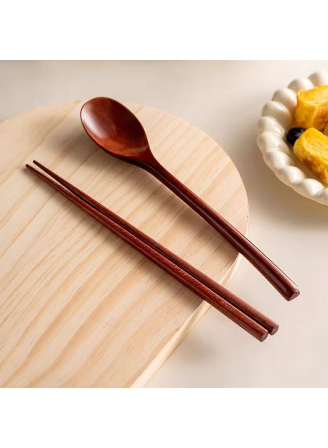 Japanese Household Chopsticks Spoon Holtwork Chopsticks Spoon Suit Long Handle Wooden Spoon Wooden Chopsticks Creative Chopsticks Spoon Suit Wooden Tableware-Specifications:23.5 Semi-round Handle Lotus Wood (spoon And Chopsticks)  - Image 3