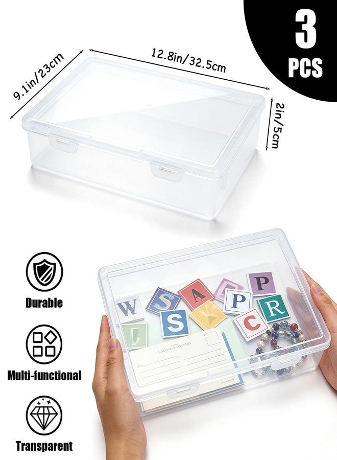 Wuqoioo Paper Organizer Box, 3 Pack Plastic Photo Storage Box File Organizer Boxes Craft Storage Boxes, File Portable Project Case For Craf, Certificates, Documents, Photos, 12.8 X 9 X 2 Inch - Image 2