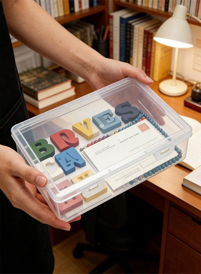 Wuqoioo Paper Organizer Box, 3 Pack Plastic Photo Storage Box File Organizer Boxes Craft Storage Boxes, File Portable Project Case For Craf, Certificates, Documents, Photos, 12.8 X 9 X 2 Inch - Image 4