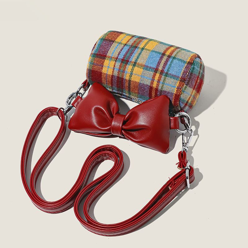 Red Plaid Bow Crossbody Bag - Image 3