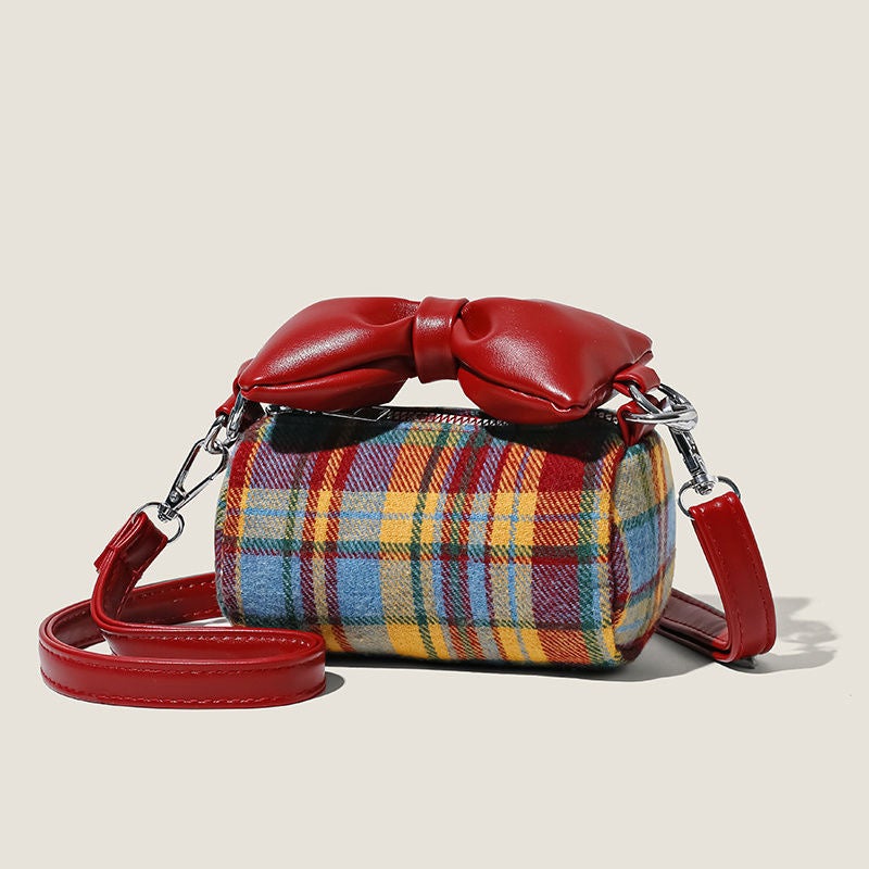 Red Plaid Bow Crossbody Bag - Image 1