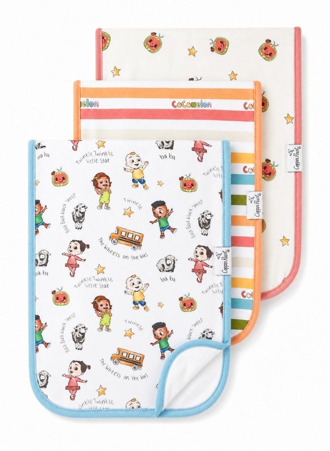 Copper Pearl Baby Burp Cloth Large 21''x10'' Size Premium Absorbent Triple Layer 3-Pack Gift Set CoComelon Friends - Image 1