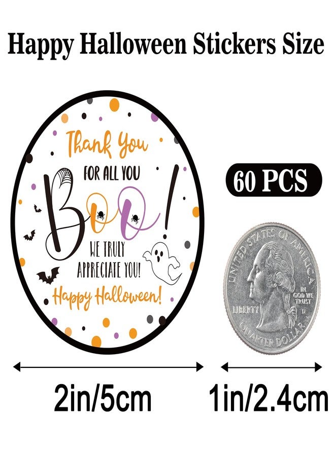 G2PLUS 60PCS Happy Halloween Stickers, 2 Inches Round Halloween Thank You for All You Do Stickers, Boo Gift Label Envelope Seals Sticker for Gift Wrapping, Candy Bags, Party Favors - Image 2