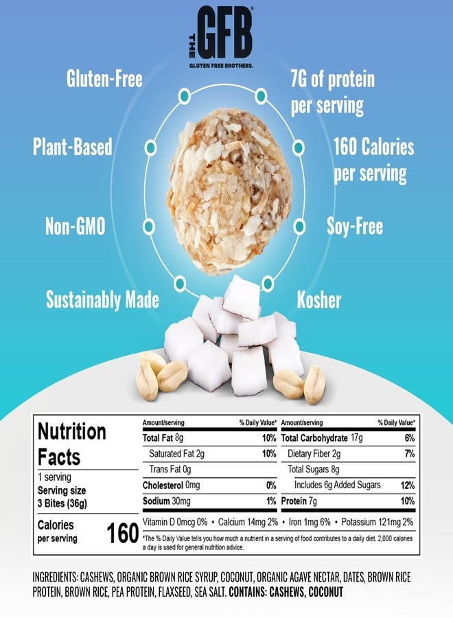 The GFB Coconut Cashew Protein Bites - Gluten Free, Plant Based, Non GMO, Sustainably Made – Ridiculously Tasty, Healthy, Vegan, Protein Energy Balls, 1.2 oz (10 count) - Image 4