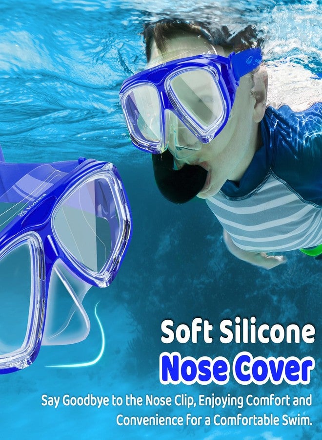 Vvinca Swim Goggles with Nose Cover, Kids Snorkeling Diving Mask Elastic Fabric Strap 180° Clear View Anti-Fog UV Protection Anti-Shattered Lens Pool Swimming Goggles for 3-14 Boys Girls Teens Youth - Image 3