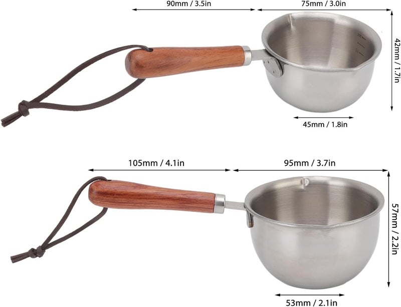 Stainless Steel Mini Butter Warmer Pan, Efficient Oil Melting Pot with Deep Bottom, Dual Pouring Spout for Stove Top Usage, Ideal for Chocolate Melting (small) - Image 2