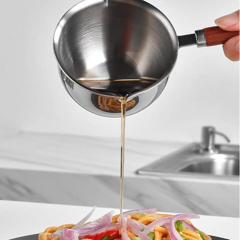 Stainless Steel Mini Butter Warmer Pan, Efficient Oil Melting Pot with Deep Bottom, Dual Pouring Spout for Stove Top Usage, Ideal for Chocolate Melting (small) - Image 3