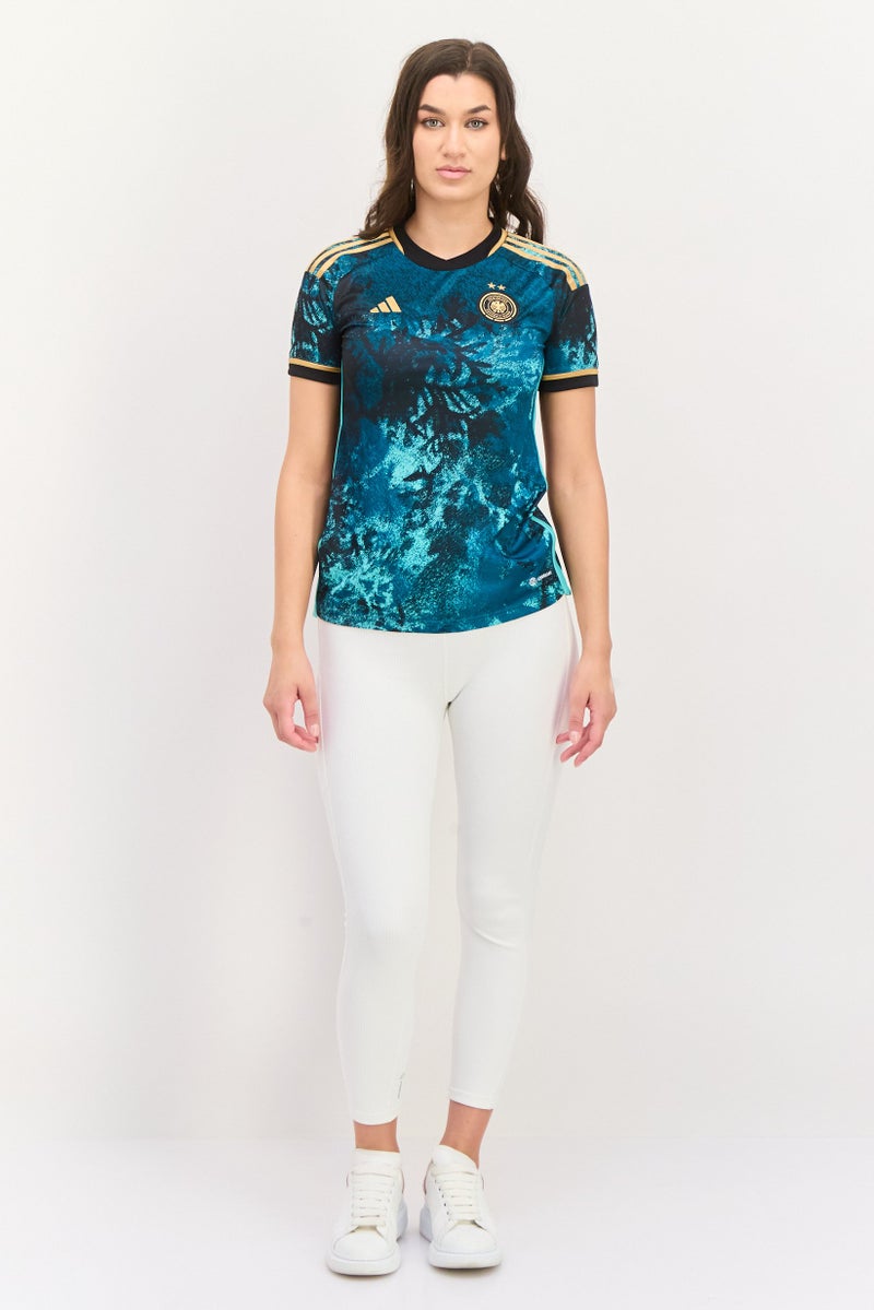 Adidas Women Sportswear Fit Short Sleeve Football Jersey, Teal Green Combo - Image 4